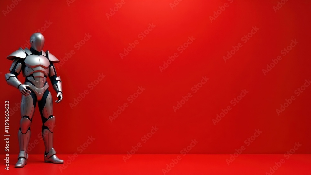 Naklejka premium Perfume dupe Red light panels Knee massager Hosting core Signature scent therapy Fragrantica Liquid death Diversual Thesis supplements Titan gray suit of armor on left. Silver futuristic robot standi