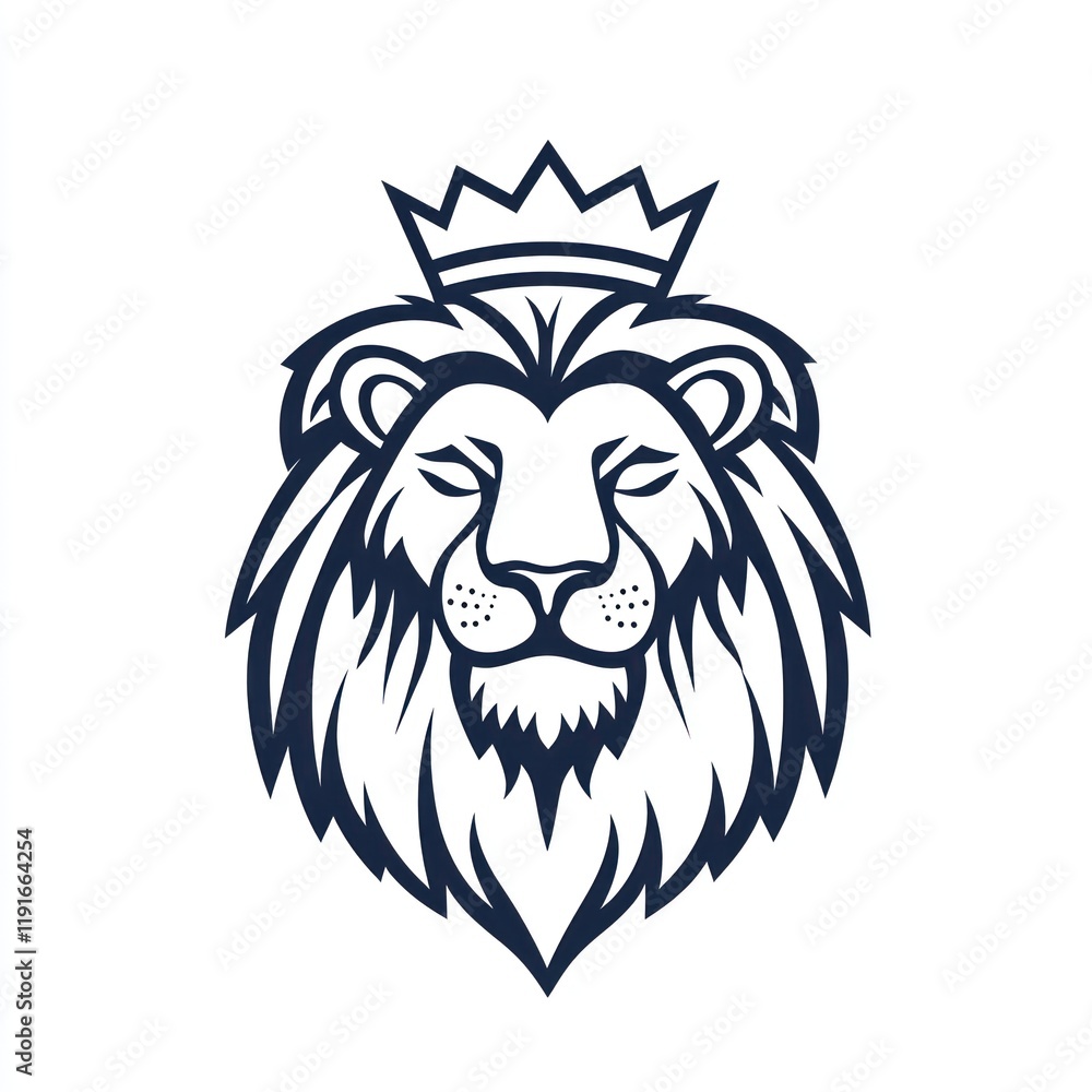 Obraz premium Majestic lion head with crown logo design