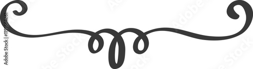 Hand drawn flourish creating a horizontal decorative border, featuring elegant swirls that provide visual separation between sections, enhancing the overall design with vintage charm