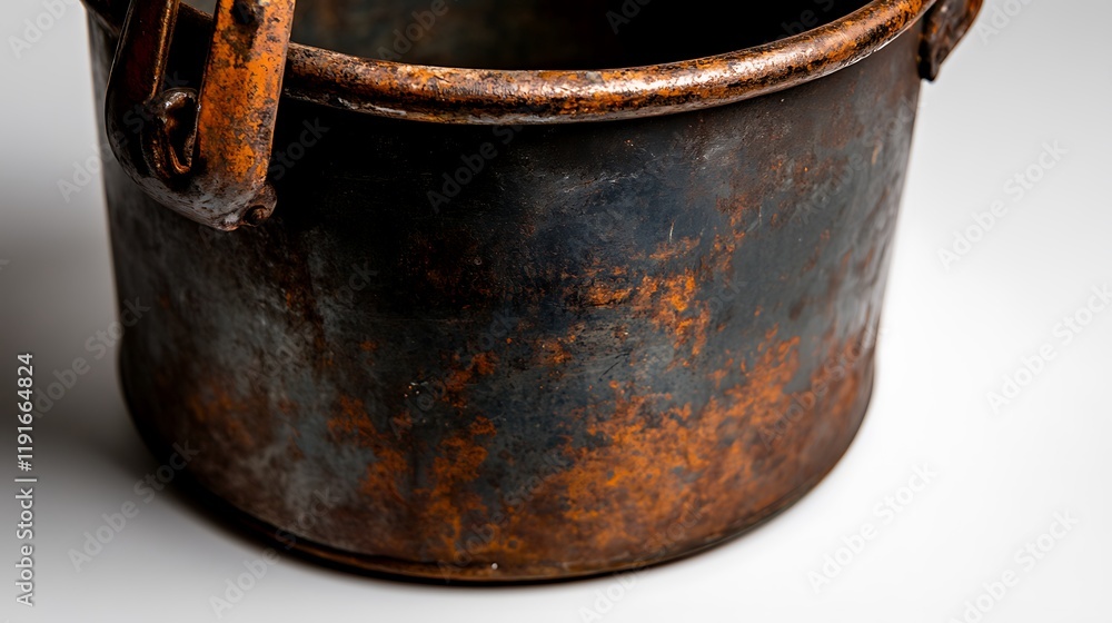 Antique Rusty Metal Bucket with Handles Antique Rusty Metal Bucket with Handles