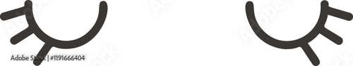 Simple and minimalist illustration of a pair of closed eyes with eyelashes, conveying a sense of tranquility, rest, and relaxation, ideal for wellness and sleep related projects