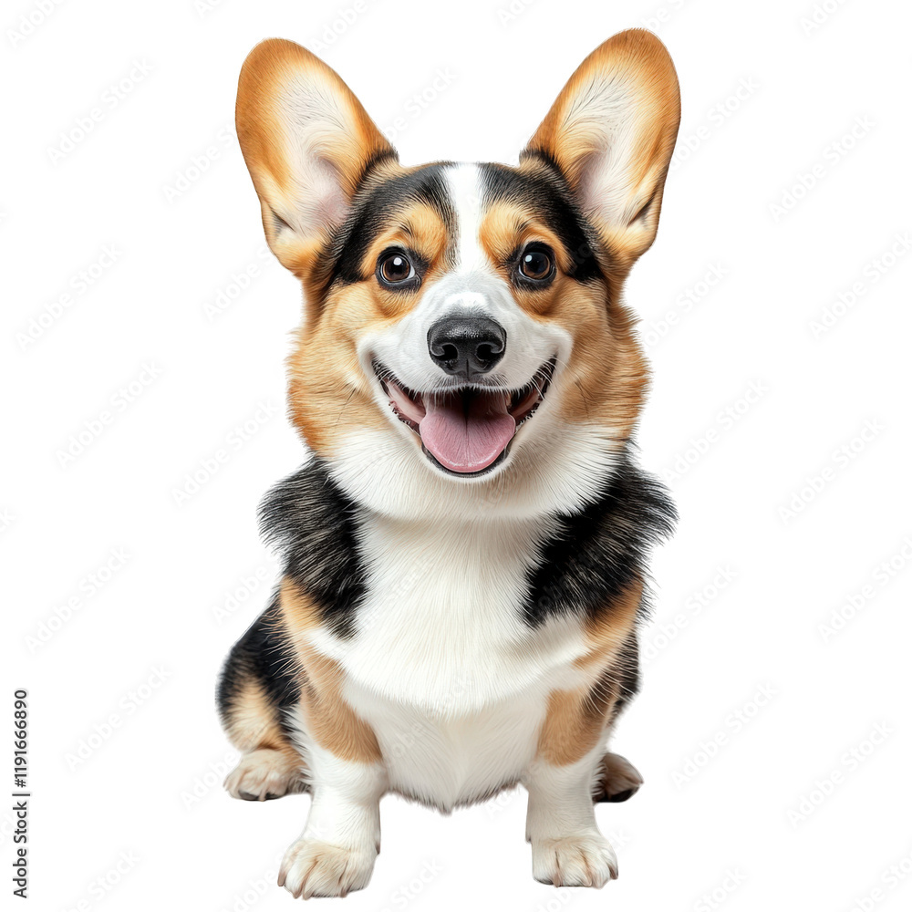 a cheerful corgi dog sits confidently. showcasing its playful personality with a bright smile and perky ears against a plain white background the essence of joy and companionship that pets bring to ou a cheerful corgi dog sits confidently. showcasing its playful personality with a bright smile and perky ears against a plain white background the essence of joy and companionship that pets bring to ou