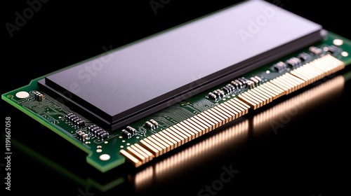 Close-up of a green circuit board with a display screen.