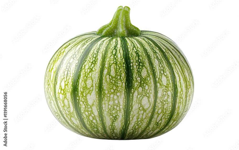 Unique Green Decorative Pumpkin with Stripe Pattern Isolated on transparent background Unique Green Decorative Pumpkin with Stripe Pattern Isolated on transparent background