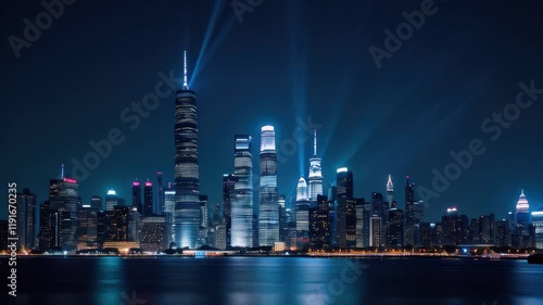 Wallpaper Mural View of a city at night with lights shining Torontodigital.ca