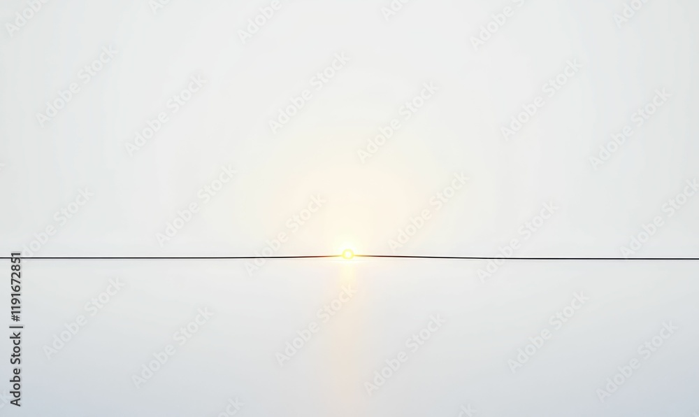 Fototapeta premium Minimalist light source, thin line, white background.