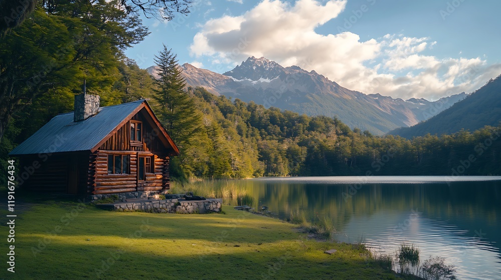 Secluded Log Cabin Beside Serene Mountain Lake Secluded Log Cabin Beside Serene Mountain Lake