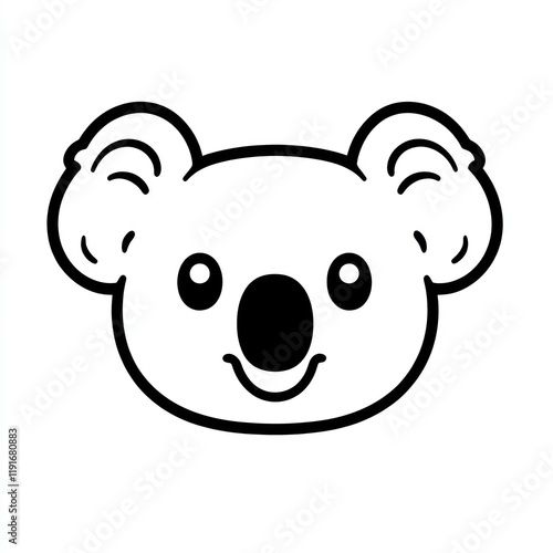 Cute koala cartoon head, children's illustration, white background, simple design, perfect for kids' books photo