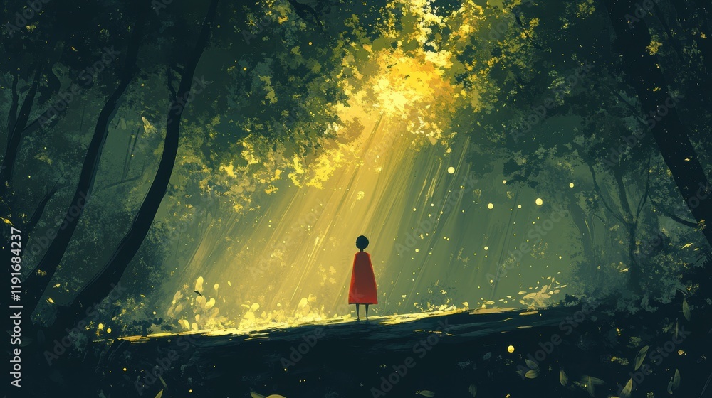 Fototapeta premium A Solitary Figure in an Enchanted Forest