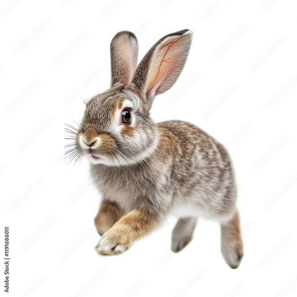 a lively rabbit is captured mid-leap against a white background. showcasing its agility and playful nature the rabbit's expressive features and soft fur. making it ideal for nature-related content. ed a lively rabbit is captured mid-leap against a white background. showcasing its agility and playful nature the rabbit's expressive features and soft fur. making it ideal for nature-related content. ed