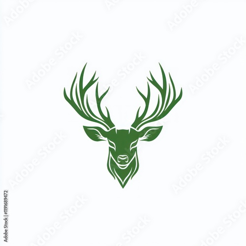 Green deer head logo, nature, wildlife, graphic design, for branding photo