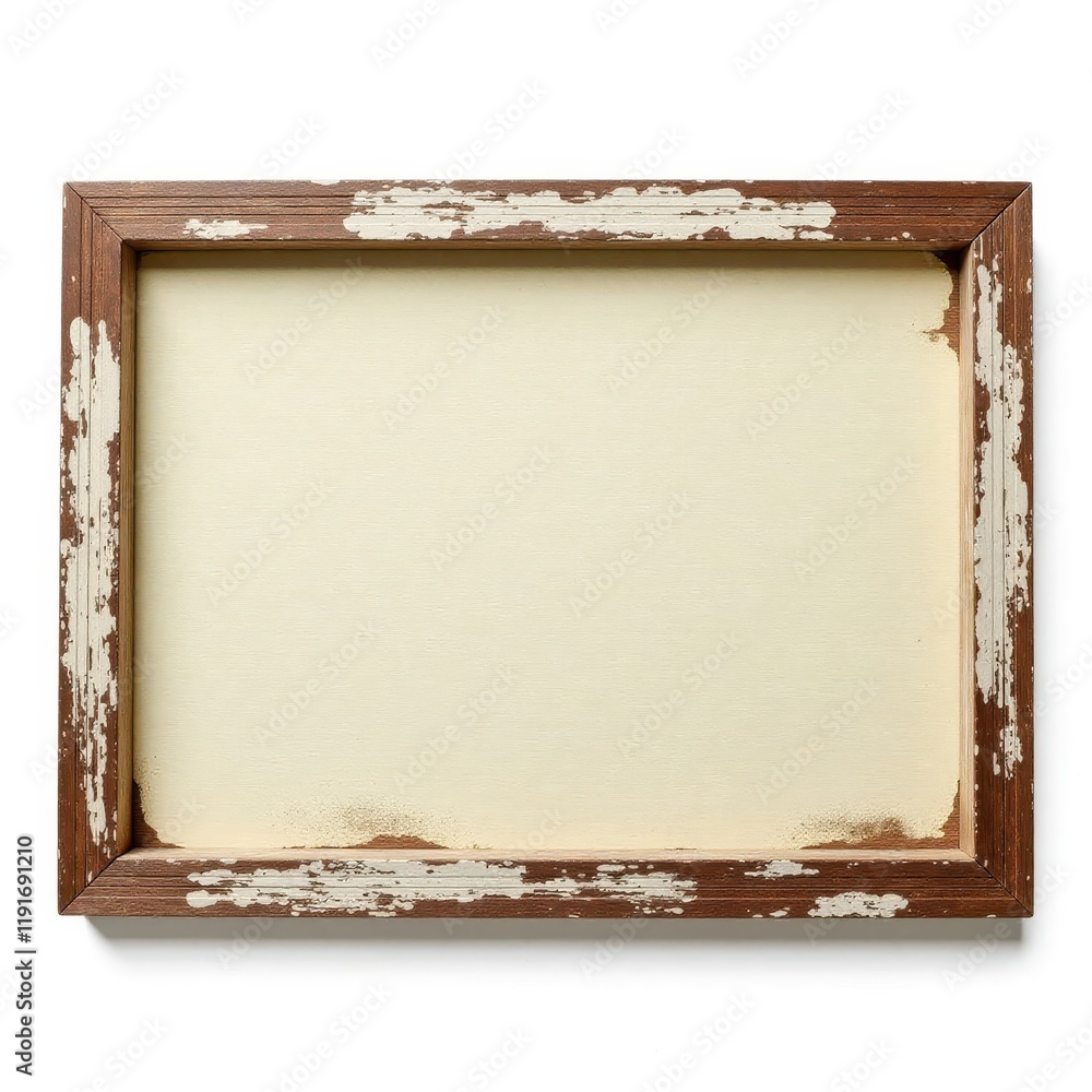 Fototapeta premium Antique light wood sign, weathered texture, white background, woodgrain, farmhouse, vintage