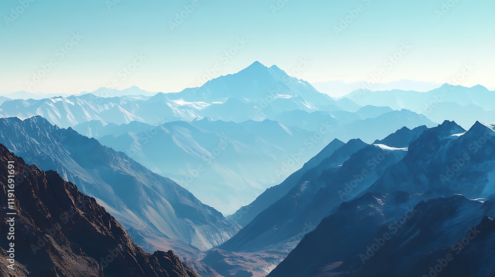Majestic Mountain Range Under a Clear Blue Sky Majestic Mountain Range Under a Clear Blue Sky