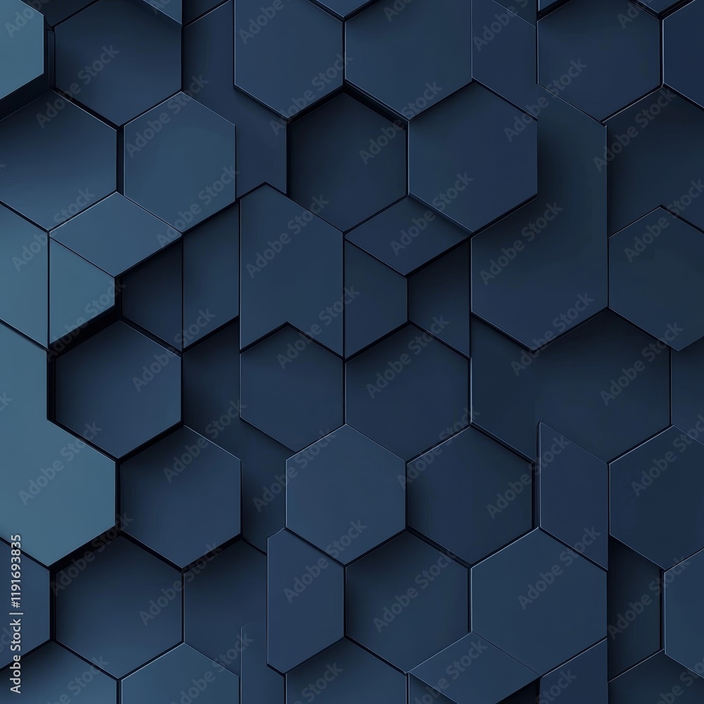 Dark blue hexagons form an intricate geometric pattern, creating a modern and stylish backdrop. The design showcases depth and dimension, perfect for various creative projects Dark blue hexagons form an intricate geometric pattern, creating a modern and stylish backdrop. The design showcases depth and dimension, perfect for various creative projects
