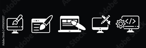 Set of web design icon collection. Minimal Graphic Design related symbol. Vector Illustration.