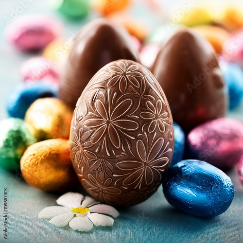 Wallpaper Mural Generated image Beautiful easter chocolate close up Torontodigital.ca