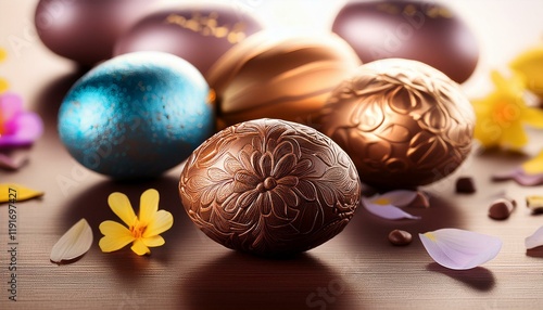 Generated image Beautiful easter chocolate close up