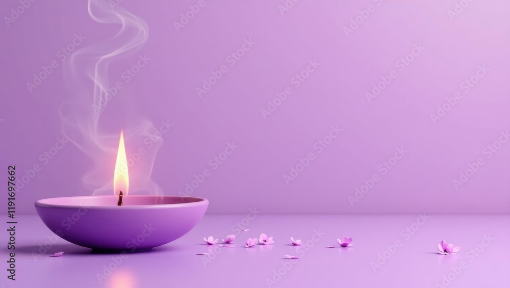 Lavender incense burner on left. Soft black background. Copy space for text, 3D render AI Generated Designer Element Lavender incense burner on left. Soft black background. Copy space for text, 3D render AI Generated Designer Element