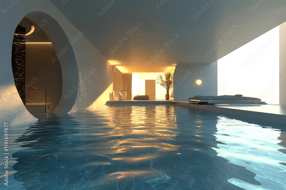 Naklejka premium Luxury Modern Home with Indoor Pool and Minimalist Design