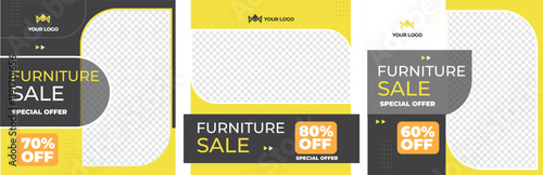 Furniture sale social media and Instagram post template banner interior design home square flyer