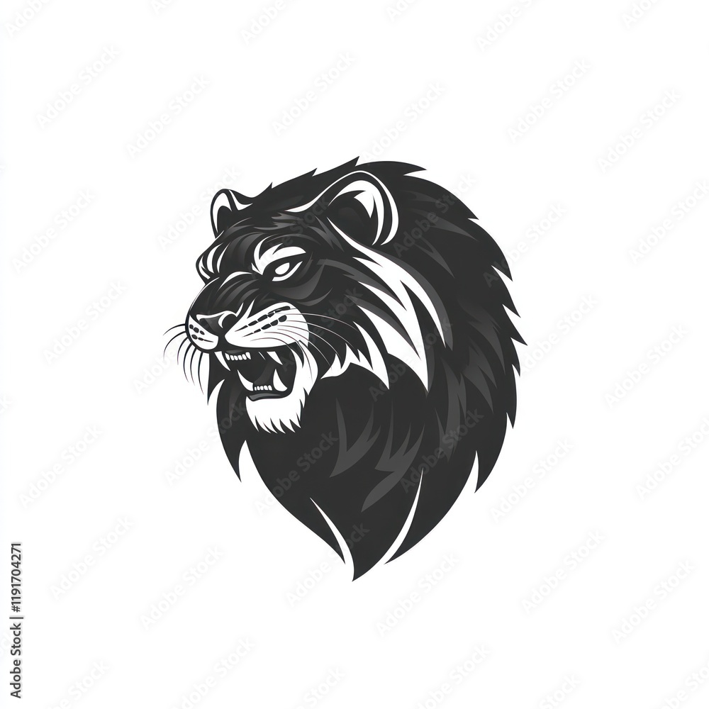 Roaring lion head, profile view, white background, mascot design Roaring lion head, profile view, white background, mascot design