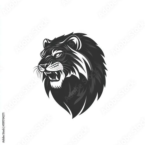Wallpaper Mural Roaring lion head, profile view, white background, mascot design Torontodigital.ca