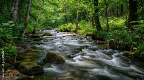 Serene River Bank. Exploring the beauty of riparian zones