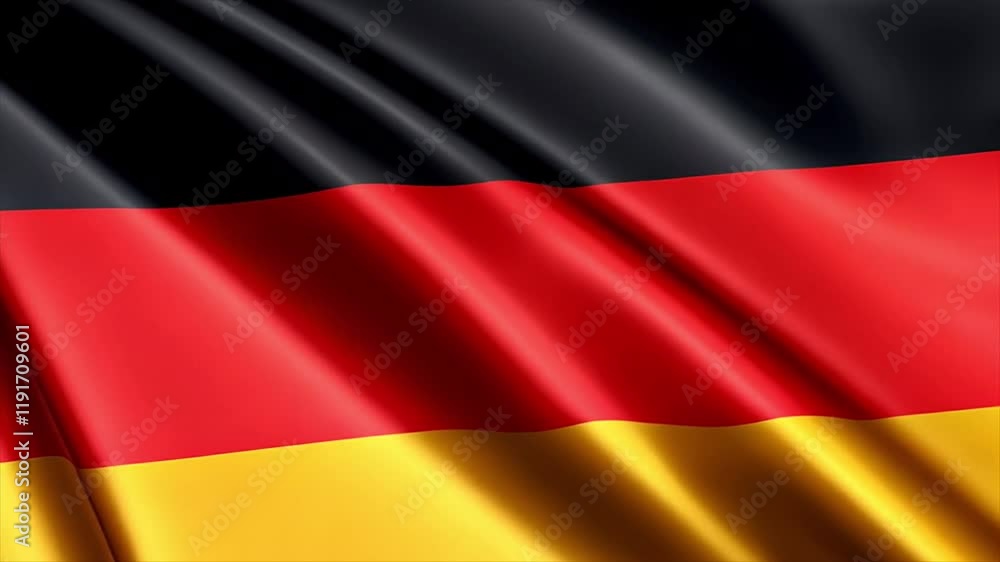 Flag of Germany, waving in the wind. Black, red, and gold stripes. National symbol. Slow motion video Flag of Germany, waving in the wind. Black, red, and gold stripes. National symbol. Slow motion video