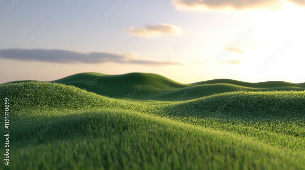Obraz premium A gentle hill with smooth, rounded contours covered in grass, blending into the soft sky.