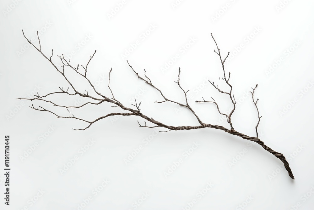 Twisted wire branch, minimalist, bare, artwork. Twisted wire branch, minimalist, bare, artwork.