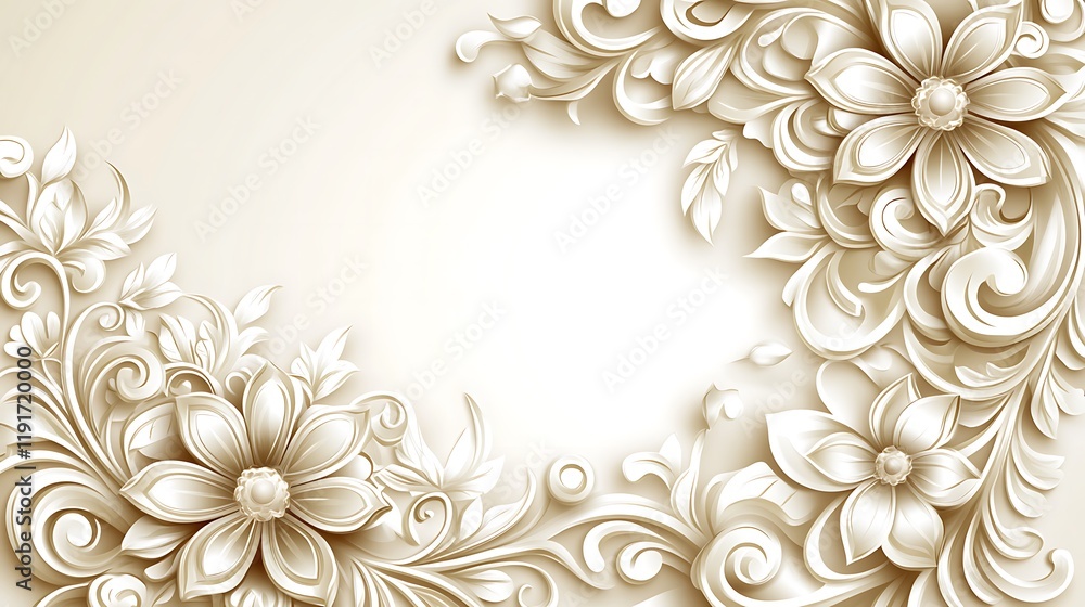 Elegant White Floral Design Background with Intricate Details Elegant White Floral Design Background with Intricate Details
