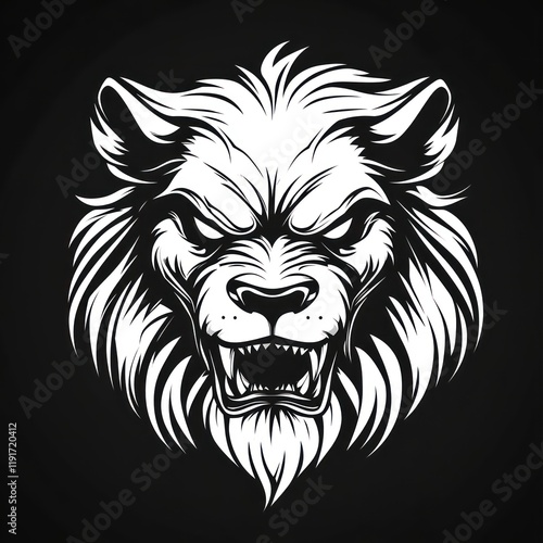 Wallpaper Mural Angry wolf head, black background, vector art, mascot design Torontodigital.ca