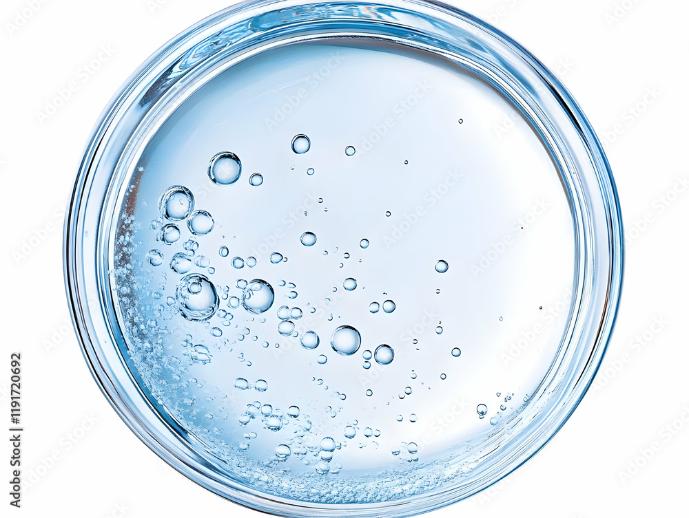Close-up of Clear Gel with Bubbles in a Glass Petri Dish, Skincare Product Texture, Laboratory Research Close-up of Clear Gel with Bubbles in a Glass Petri Dish, Skincare Product Texture, Laboratory Research