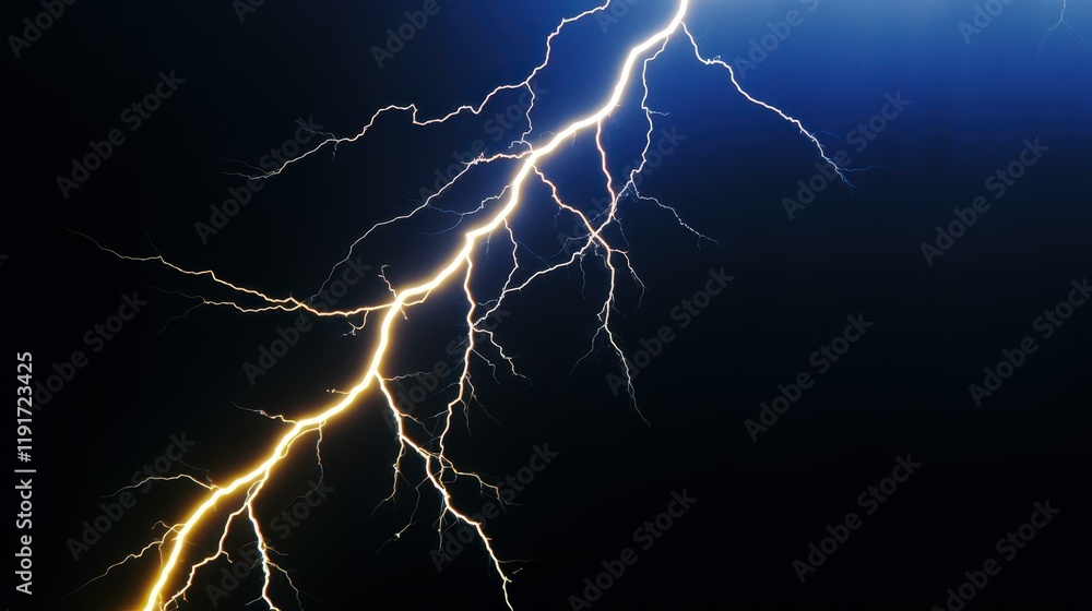 A stunning lightning bolt forks dramatically across a pitchblack sky, creating an electrifying display of natures power. A stunning lightning bolt forks dramatically across a pitchblack sky, creating an electrifying display of natures power.