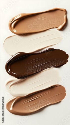 Wallpaper Mural Liquid Foundation Shades Smudged on White Background Creating a Visually Appealing Makeup Swatch Design Torontodigital.ca