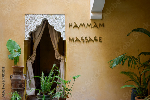 Exterior entrance image of a Hammam massage center in Marrakech