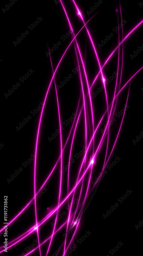 Glowing violet neon wavy lines on a dark background. Vertical looped video animation Glowing violet neon wavy lines on a dark background. Vertical looped video animation