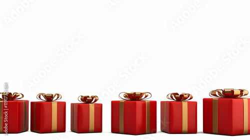 Wallpaper Mural 3D Render of Red Gift Boxes with Gold Ribbons on a White Background Create Festive Celebration Theme Torontodigital.ca