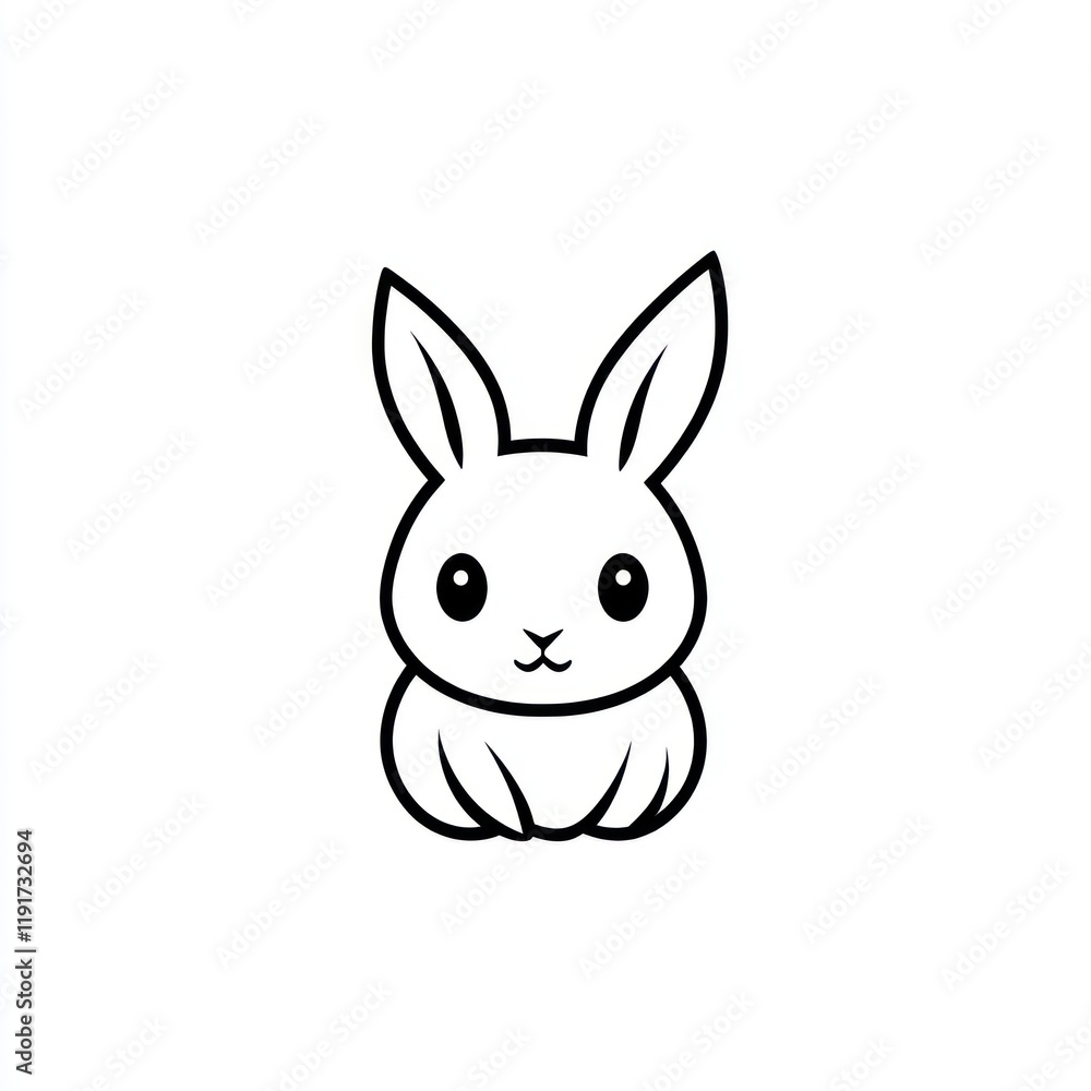Obraz premium Cute cartoon bunny rabbit illustration, white background, children's book, design element