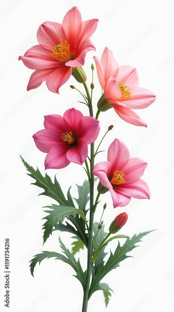 Obraz premium Set Of Various Beautiful Blooming Flowers Isolated On White Background