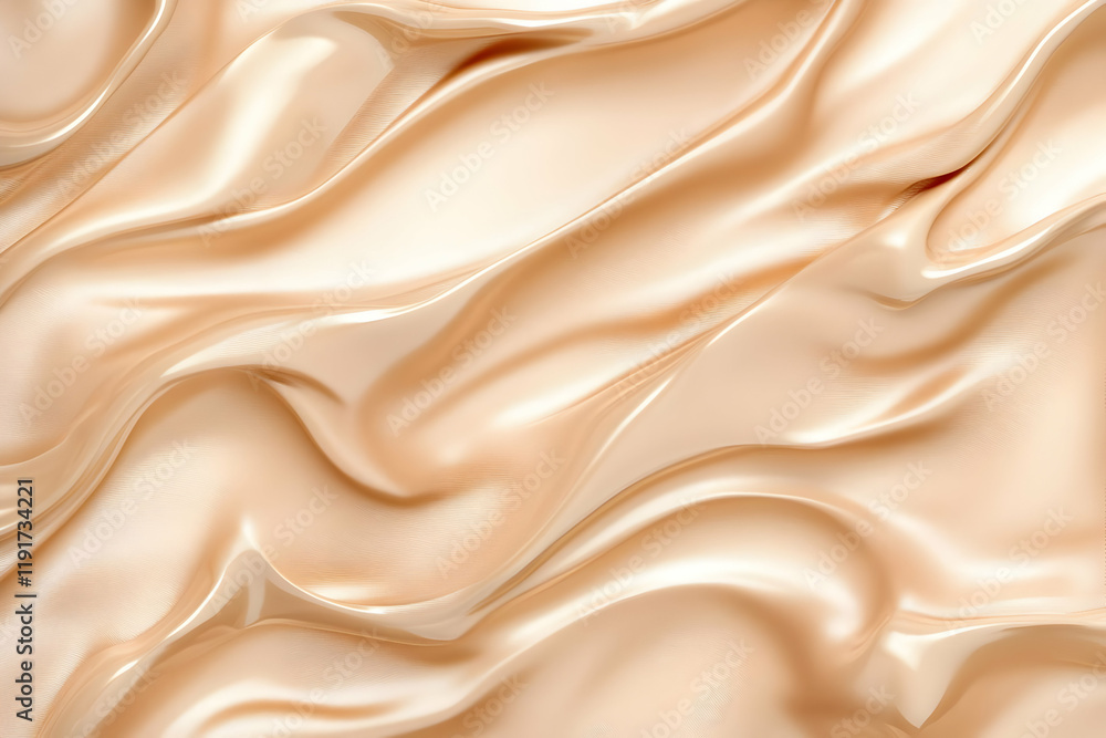 Fototapeta premium Flowing Beige Satin Fabric Drapes Elegantly, Creating a Smooth Textured Background