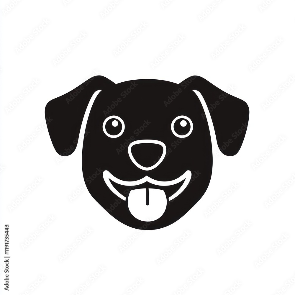 Happy dog head icon, pet profile, digital art, website design Happy dog head icon, pet profile, digital art, website design