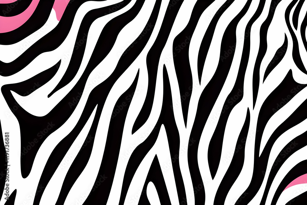 Pink and Black Zebra Stripes Pattern forms a Bold and Stylish Design for Backgrounds or Fashion.