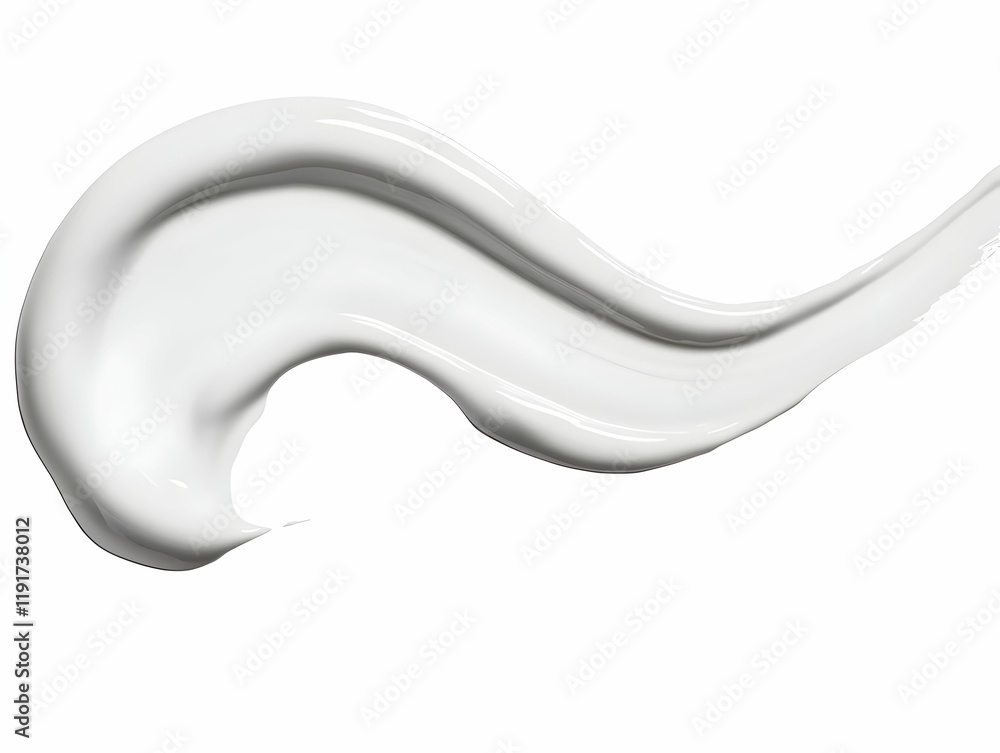 White Cream Swirls Gracefully on a Clean White Backdrop, Creating a Smooth and Elegant Texture White Cream Swirls Gracefully on a Clean White Backdrop, Creating a Smooth and Elegant Texture