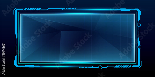 Digital screen or technology box blue light interface vector editable