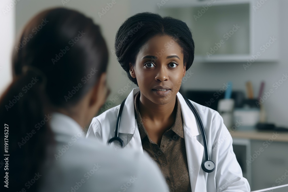 Doctor is speaking with patient in medical office, providing healthcare and medical advice Doctor is speaking with patient in medical office, providing healthcare and medical advice