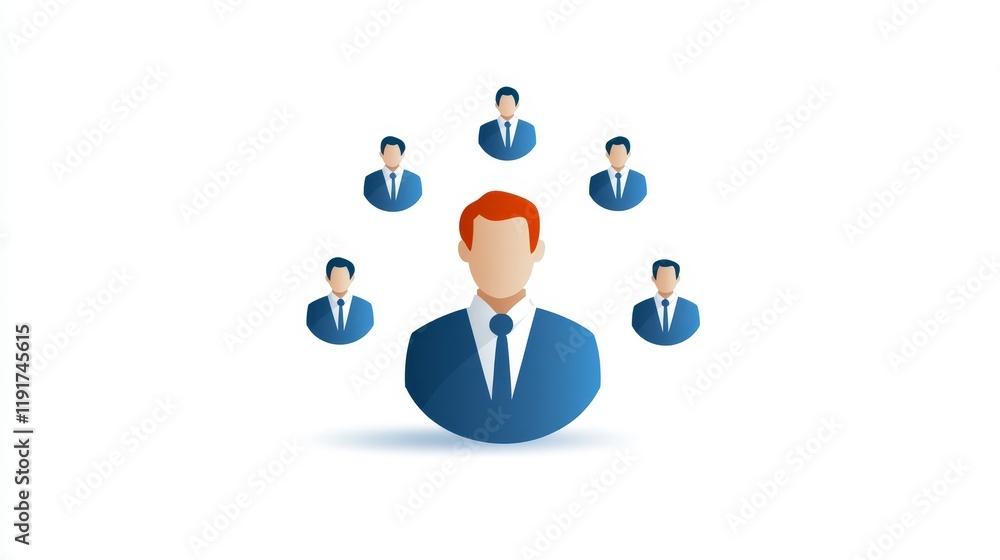 Dynamic leader in suit guides professional group in business setting man Dynamic leader in suit guides professional group in business setting man