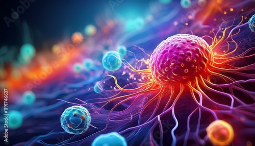 cancer precaution conceptual healthy cells resisting harmful mutations in vibrant scene photo