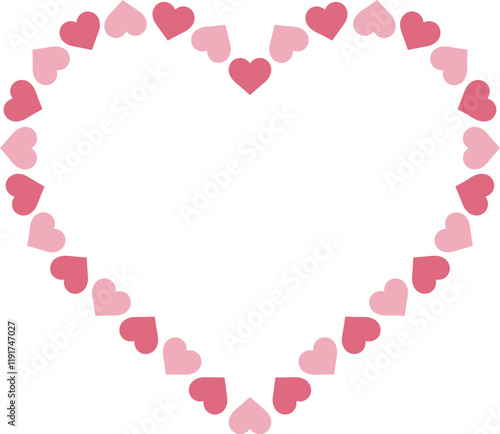 Pink heart frames. Decoration Valentine border with heart on transparent background
