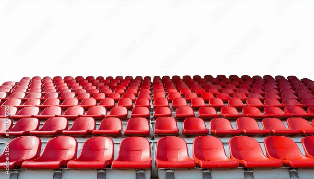 Fototapeta premium red stadium seats isolated on transparent or white background